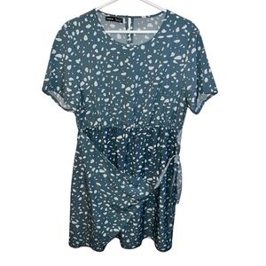 SHEIN Green Casual Mini Sundress Crew Neck Short Sleeve XL